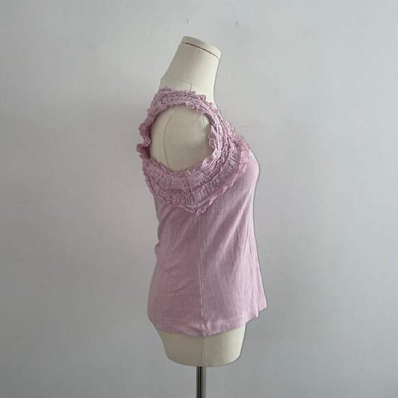 Sea Salome Vegetable Dye Pink Ruffle Tank | Women’s Size Small - Picture 2 of 6